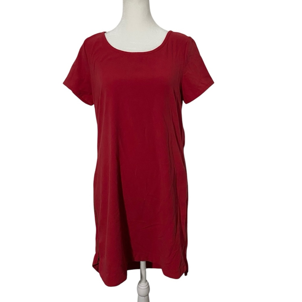 Takara Red Mini Shirt Dress w/ Zipper Sides